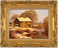 Edward Hersey, Original oil painting on canvas, Cotswolds Farm in Snow Medium image. Click to enlarge