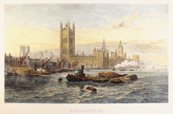 Engraving, Hand coloured restrike engraving, Westminster Medium image. Click to enlarge