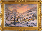 Gordon Lees, Original oil painting on canvas, Cotswolds Village in Snow Medium image. Click to enlarge