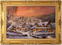 Gordon Lees, Original oil painting on canvas, Cotswolds Village in Snow Medium image. Click to enlarge