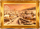 Gordon Lees, Original oil painting on canvas, Cotswolds Village in Snow Medium image. Click to enlarge