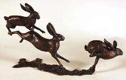 Michael Simpson, Bronze, Hares Running Medium image. Click to enlarge