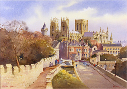Ken Burton, Watercolour, City Walls, York Medium image. Click to enlarge