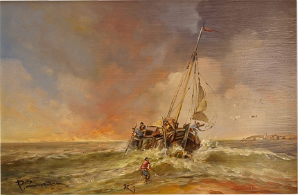Paul Zander, Original oil painting on canvas, Marine Scene