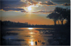 Pip McGarry, Original oil painting on canvas, African Sunset Medium image. Click to enlarge