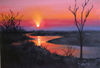 Pip McGarry, Original oil painting on canvas, Sunset, Chobe River Medium image. Click to enlarge