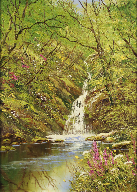 Terry Evans, Original oil painting on canvas, Woodland Spring, Yorkshire Dales