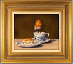 Wayne Westwood, Original oil painting on panel, Robin on a Teacup Medium image. Click to enlarge
