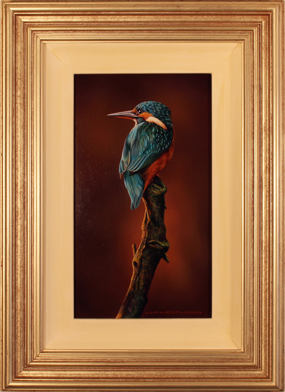 Wayne Westwood, Original oil painting on panel, Kingfisher