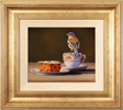 Wayne Westwood, Original oil painting on panel, Chaffinch on a Tea Cup Medium image. Click to enlarge