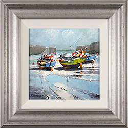 Alan Smith, Original oil painting on panel, Harbour Waves, North Yorkshire  Medium image. Click to enlarge