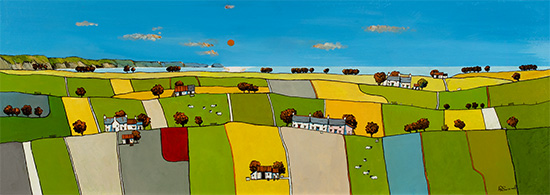 Alan Smith, Original oil painting on panel, Summer's  Patchwork