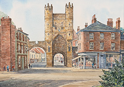 Alan Stuttle, Watercolour, Monk Bar, York Medium image. Click to enlarge