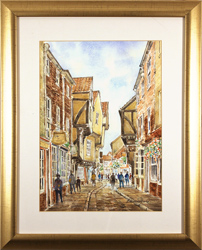 Alan Stuttle, Watercolour, The Shambles, York Medium image. Click to enlarge