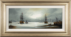 Alex Hill, Original oil painting on canvas, Night at the Docks Medium image. Click to enlarge