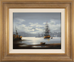 Alex Hill, Original oil painting on canvas, Moonlight Mooring Medium image. Click to enlarge