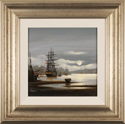 Alex Hill, Original oil painting on canvas, Moored by Moonlight Medium image. Click to enlarge