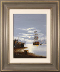 Alex Hill, Original oil painting on canvas, Night at the Docks Medium image. Click to enlarge