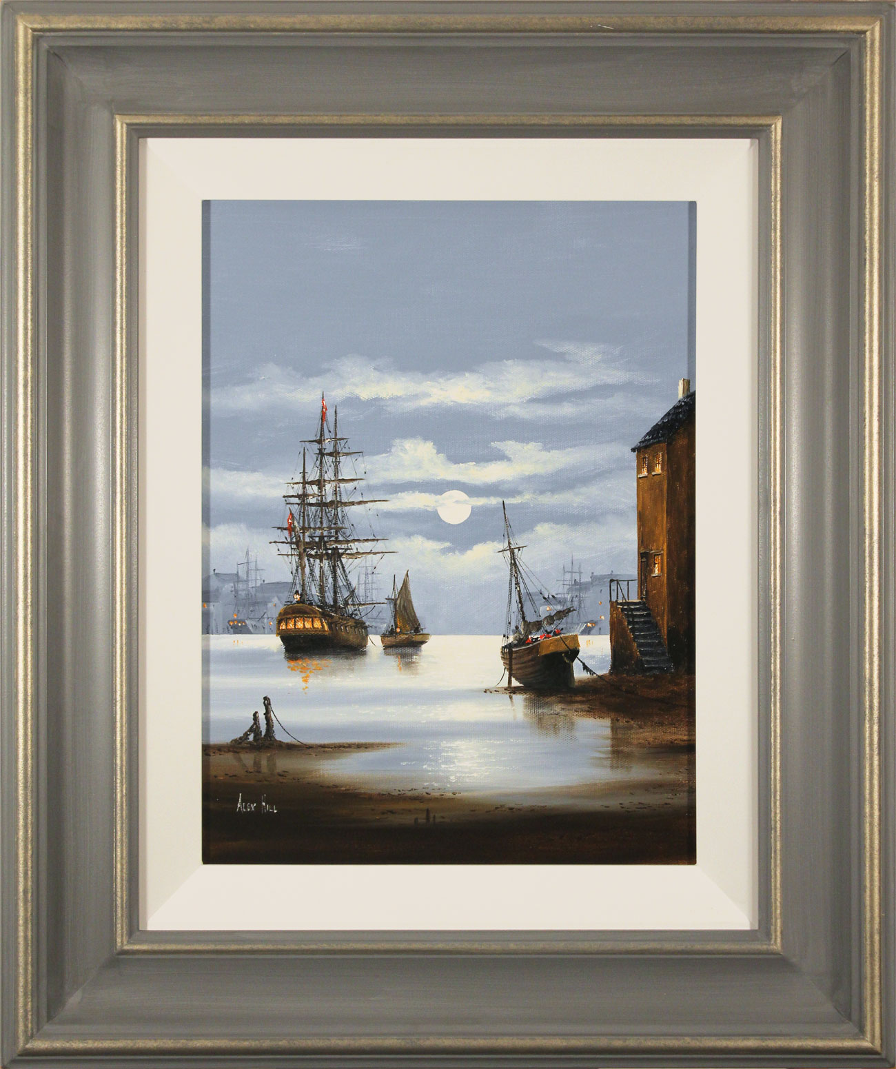Alex Hill, Original oil painting on canvas, Leaving Harbour