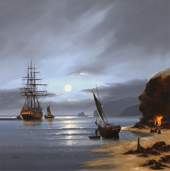 Alex Hill, Original oil painting on canvas, Smuggler's Cove