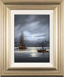 Alex Hill, Original oil painting on panel, Moonlight Harbour Medium image. Click to enlarge