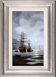 Alex Hill, Original oil painting on panel, Moonlight Mooring Medium image. Click to enlarge