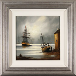 Alex Hill, Original oil painting on canvas, Moonlight Harbour Medium image. Click to enlarge