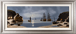 Alex Hill, Original oil painting on panel, Midnight Dock at Smuggler's Cove Medium image. Click to enlarge