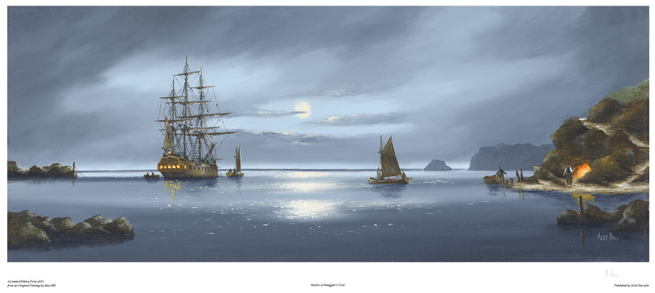 Alex Hill, Signed limited edition print, Anchor at Smuggler's Cove