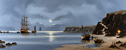 Alex Hill, Original oil painting on panel, Smuggler's Cove Medium image. Click to enlarge