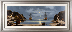 Alex Hill, Original oil painting on panel, Moonlight over Smuggler's Bay Medium image. Click to enlarge