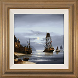 Alex Hill, Original oil painting on canvas, Moonlight Mooring Medium image. Click to enlarge