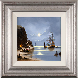 Alex Hill, Original oil painting on panel, Midnight Moorings