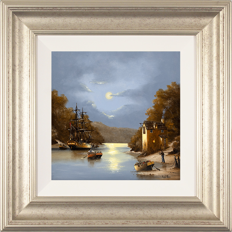 Alex Hill, Original oil painting on panel, Moonlight Hideaway