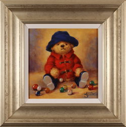 Amanda Jackson, Original oil painting on panel, Bear's Bright Marbles Medium image. Click to enlarge