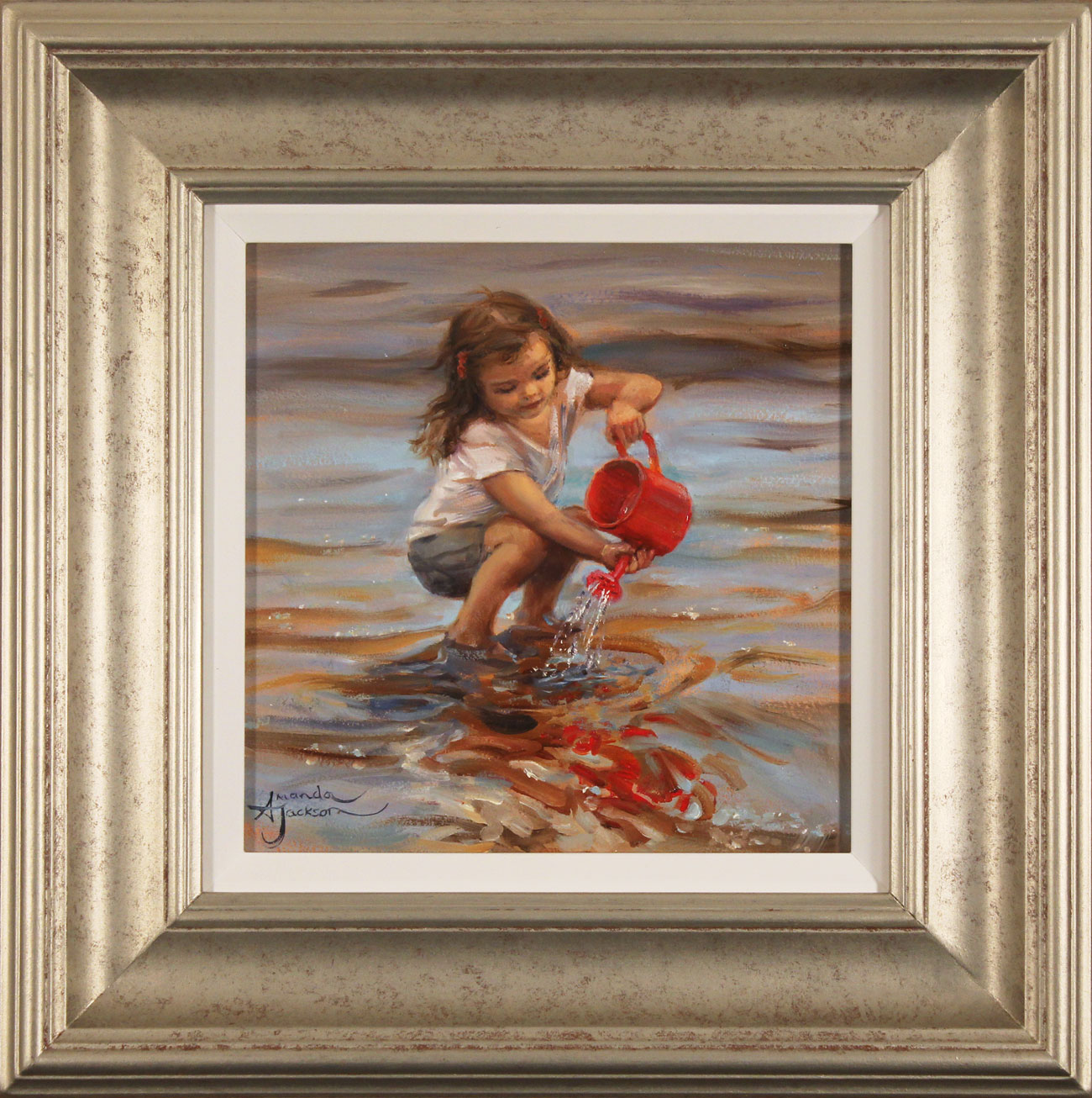 Amanda Jackson, Original oil painting on panel, The Red Watering Can