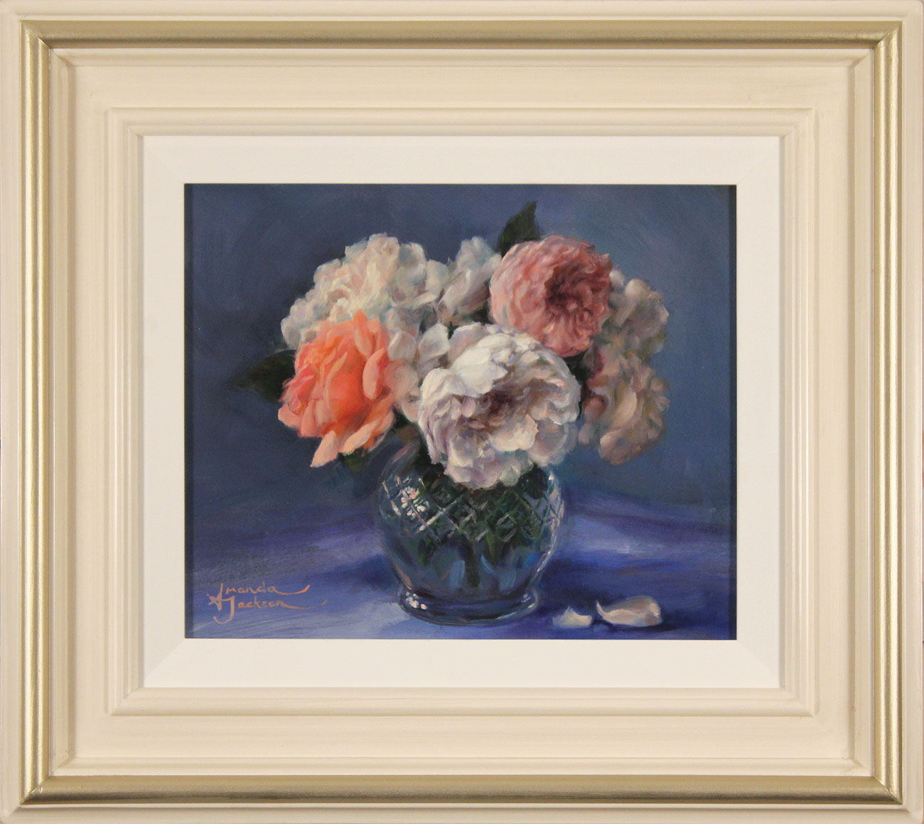 Amanda Jackson, Original oil painting on panel, Garden Roses