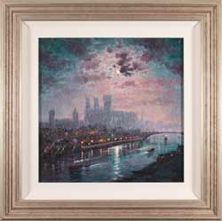 Andrew Grant Kurtis, Original oil painting on panel, Moonlight Reflections, York Minster Medium image. Click to enlarge