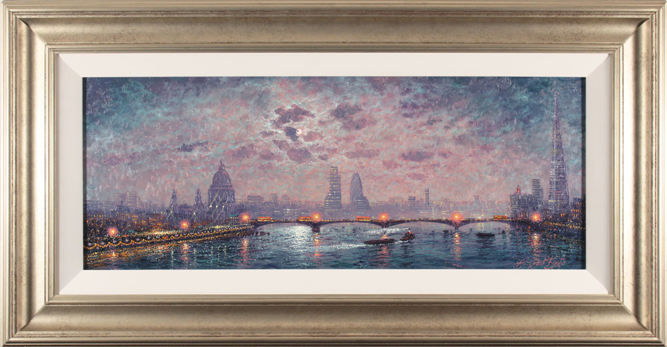 Andrew Grant Kurtis, Original oil painting on panel, The Thames by Moonlight