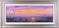 Andrew Grant Kurtis, Original oil painting on panel, Sunshine Sparkle across the Thames Medium image. Click to enlarge