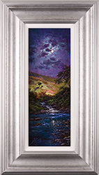 Andrew Grant Kurtis, Original oil painting on panel, Moonlight Sparkle, Langstrothdale Medium image. Click to enlarge