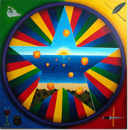 Andrew Flint Shipman, Acrylic on wood, The Wheel of Life