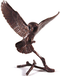 Michael Simpson, Bronze, Barn Owl in Flight Medium image. Click to enlarge