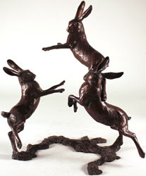 Michael Simpson, Bronze, Medium Hares Playing Medium image. Click to enlarge