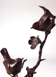 Michael Simpson, Bronze, Apple Blossom, Pair of Wrens Medium image. Click to enlarge