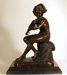 Bronze Statue, Bronze, Boy with a Lizard Medium image. Click to enlarge