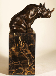 Bronze Statue, Bronze, Sitting Rhino Medium image. Click to enlarge
