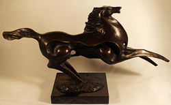 Bronze Statue, Bronze, Abstracted Horse, with marble base Medium image. Click to enlarge