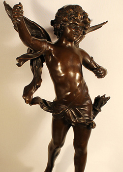 Bronze Statue, Bronze, Cherub, with marble base Medium image. Click to enlarge