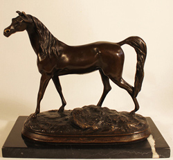 Bronze Statue, Bronze, Single Horse, with marble base
